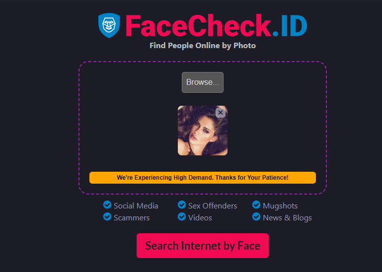 searching facecheck.id