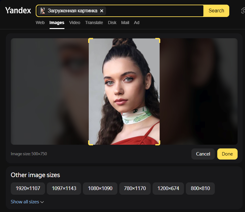 search by photo in yandex