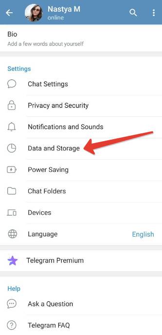 telegram settings data and storage