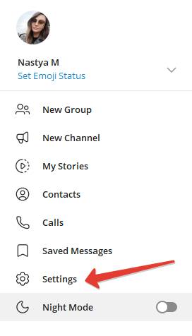 telegram settings