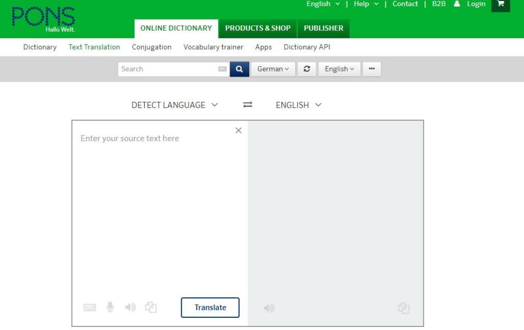 pons online dictionary and text translation