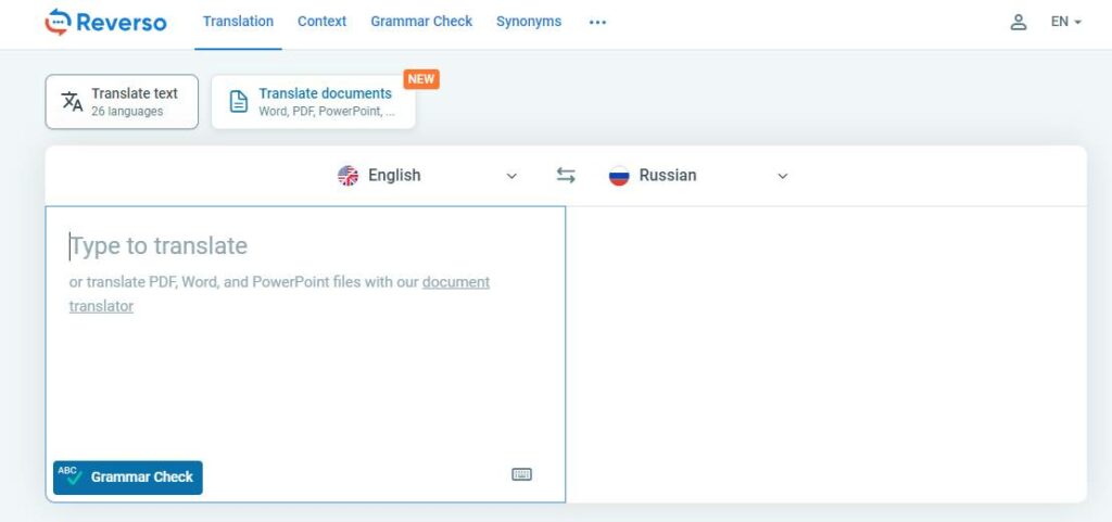 reverso translate text and documents