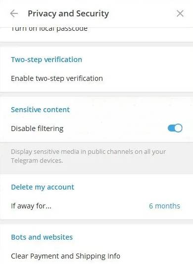 telegram desktop disable filtering