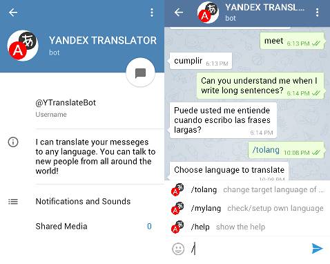 Yandex.Translate bot telegram