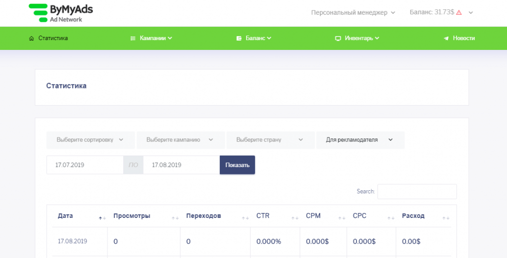 bymyads.com push&native traffic статистика