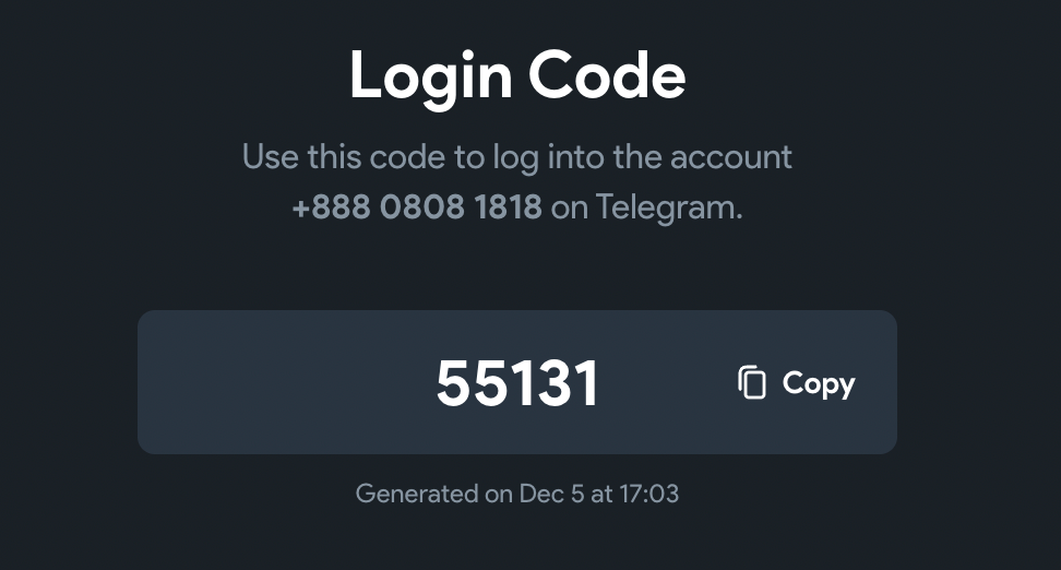 login code telegram