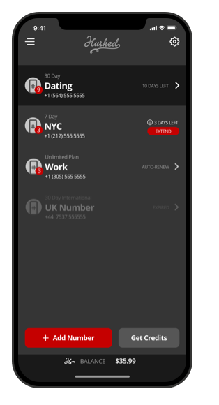 Hushed – виртуальный номер телефона