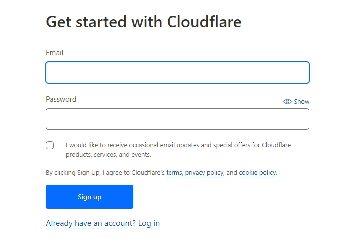 Cloudflare регистрация