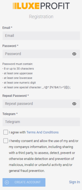 Luxeprofit регистрация