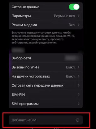 добавить esim