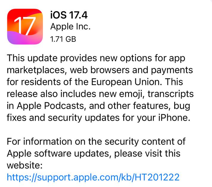 apple новые функции ios 17.4