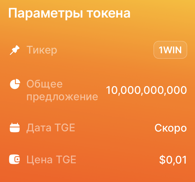 1win токен токеномика