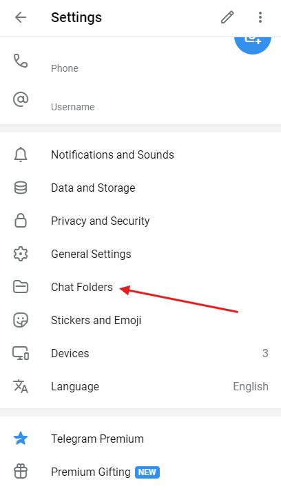 папки телеграм