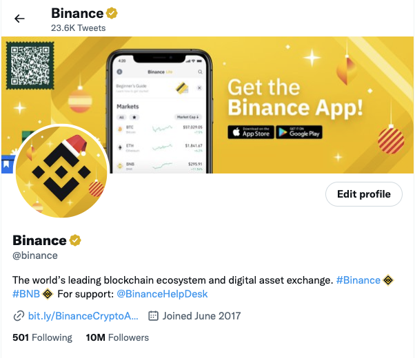 binance twitter аккаунт