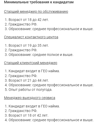 требования к кандидатам