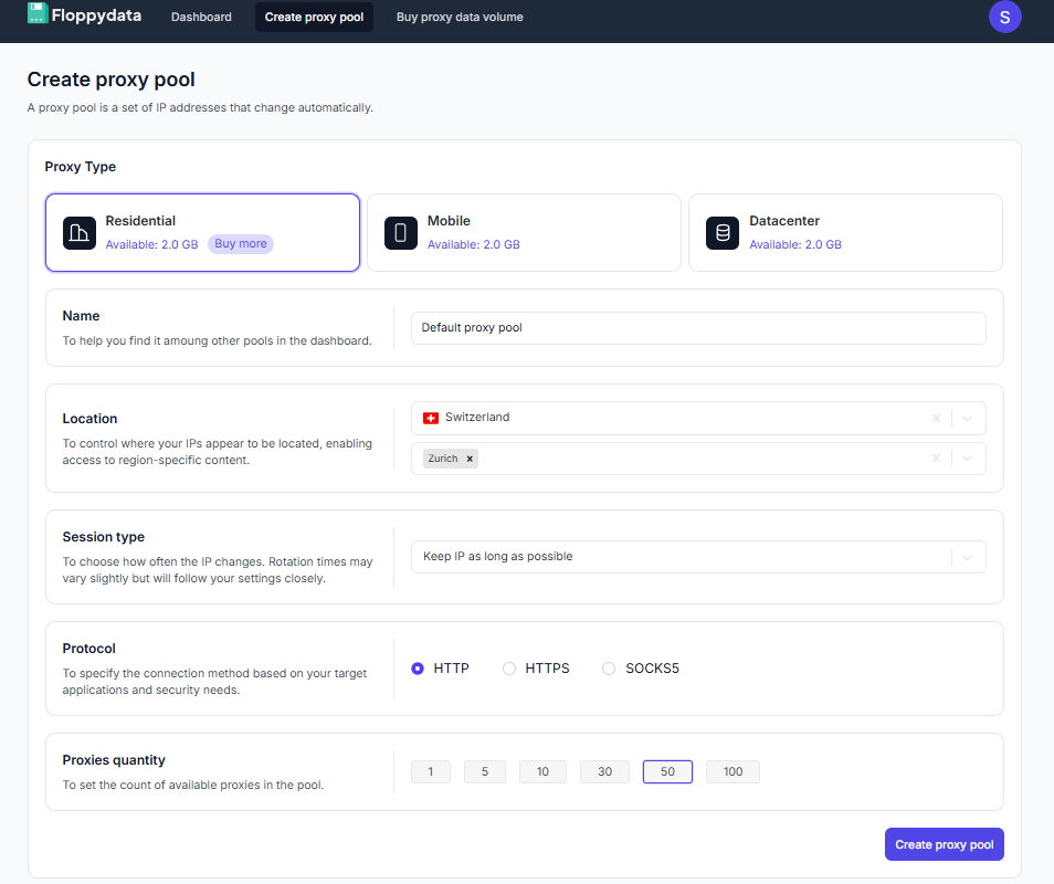 Create proxy pool