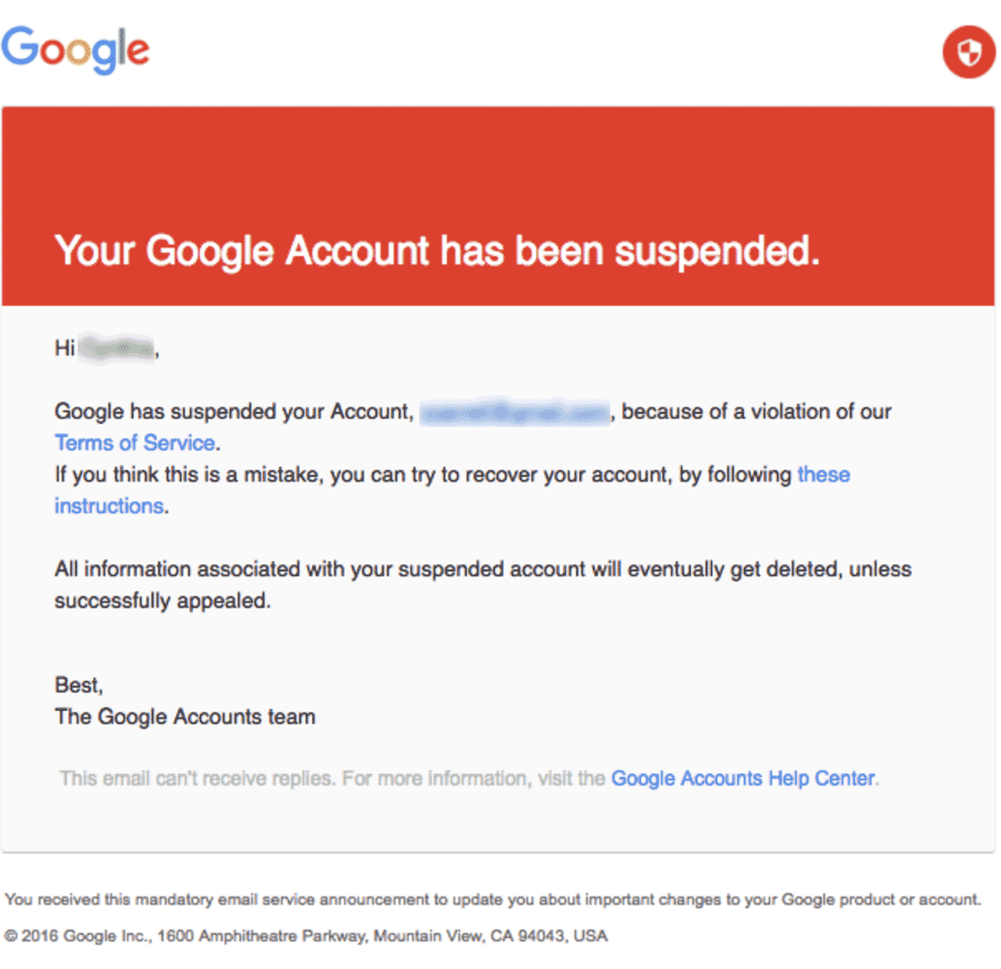 бан google